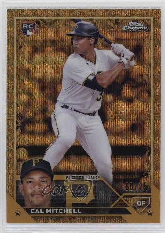2023 Topps Gilded Collection Gold Wave Etch 60/75 Cal Mitchell #148 Rookie RC