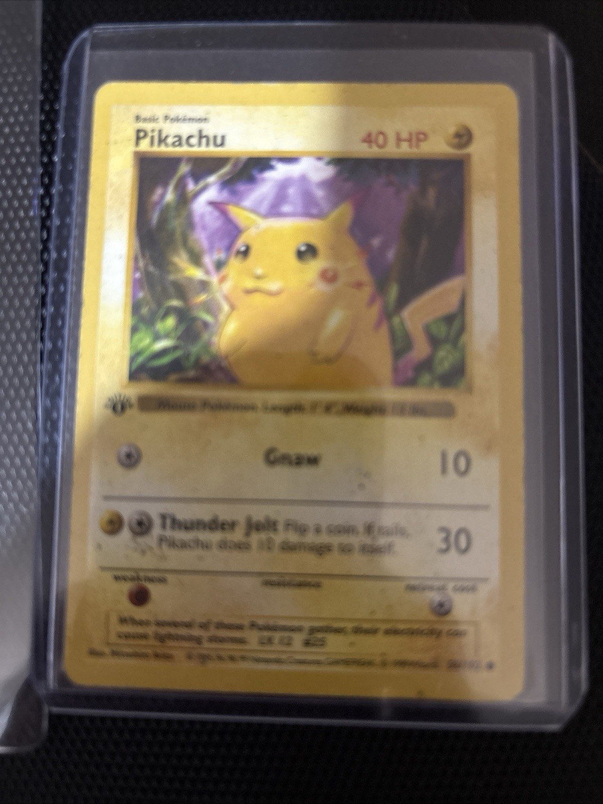 1999 Pokémon Base Set 1st Edition Shadowless Red Cheeks Pikachu #58/102