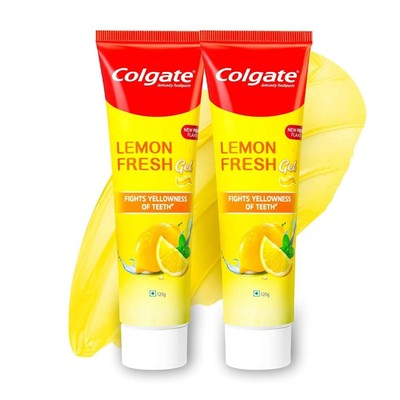 Colgate Lemon Fresh Gel Zahnpasta bekämpft Gelbheit der Zähne, 2er Pack je 120g