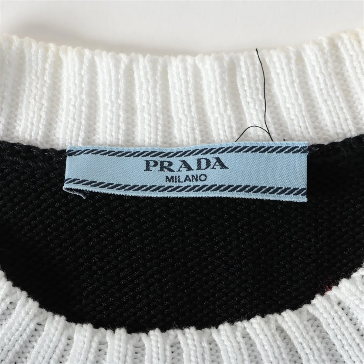 Prada 23 years Cotton Short Sleeve Knitwear 38 Ladies' Black  P24I1R Some wear thumbnail 5