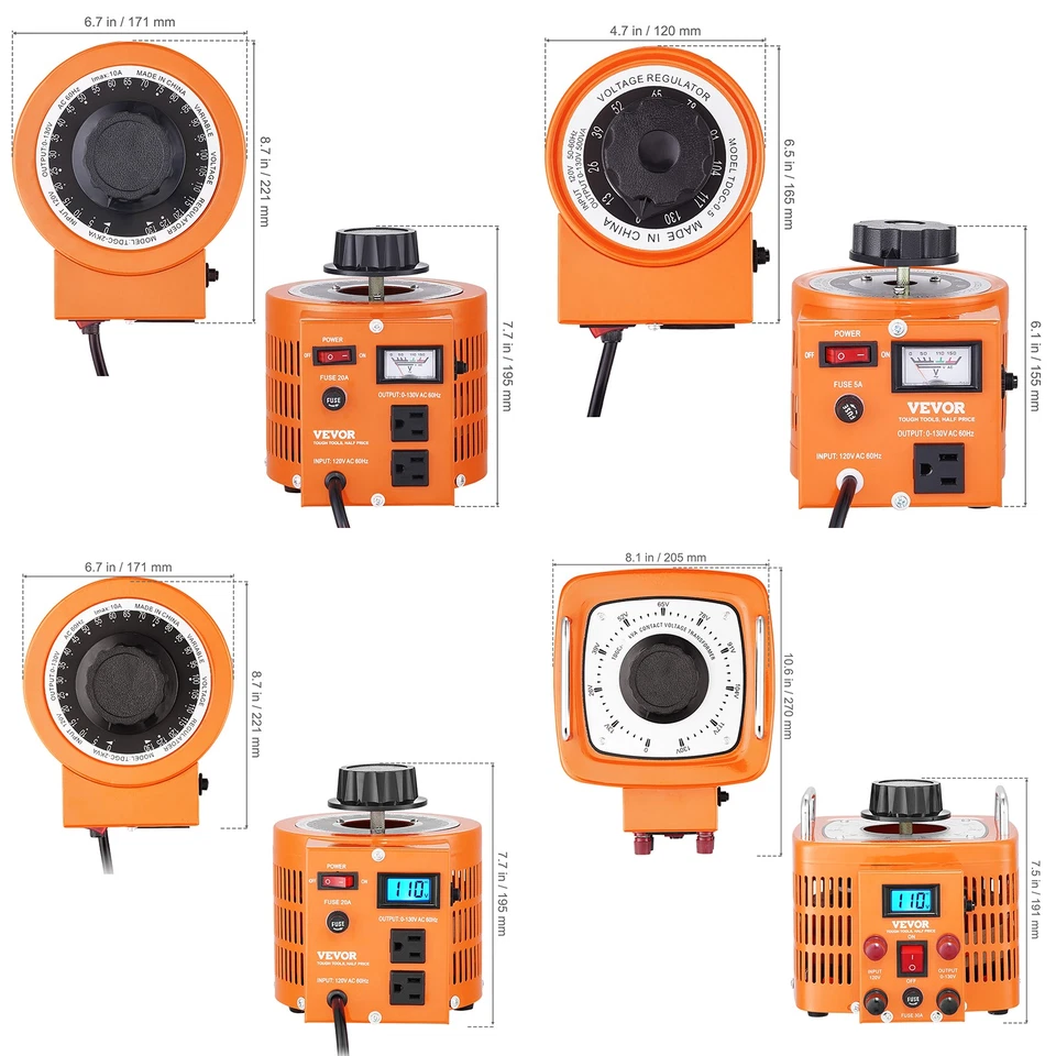 Transformador de tensão variável 2000/1000/500VA 15.3/7.69/3.84A 0-130V - Imagem 2 de 2