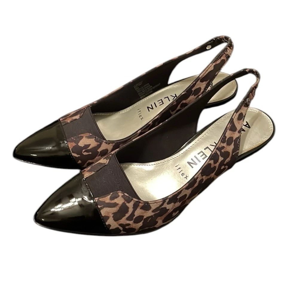 ANNE KLEIN | Salto gatinho feminino preto/marrom estampa de chita tamanho 8 - Imagem 4 de 4