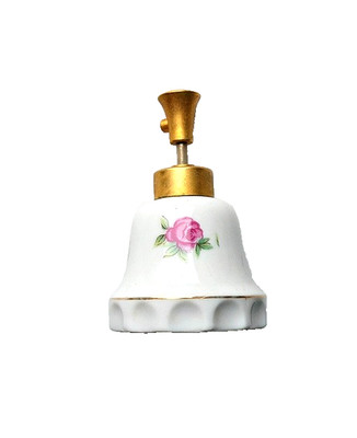 Small Vintage Ceramic Rose Pattern Perfume Bottle DeV in Gold(DeVilbiss Ceramic)