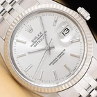 ROLEX MENS DATEJUST 16014 SILVER 18K WHITE GOLD STEEL WATCH w/ JUBILEE BAND