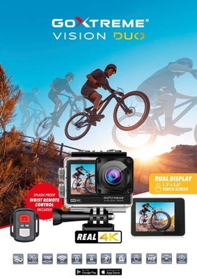 4K Action Cam WLAN GoXtreme Vision DUO Dual Display 30m Wasserdicht inkl Zubehör