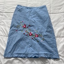 Vintage 90s Skirt Womens 10 Blue Floral Feminine Dainty Fairy Cottagecore Y2K