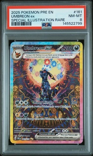 2025 POKEMON PRISMATIC EVOLUTIONS SPECIAL ILLUSTRATION RARE UMBREON EX PSA 8
