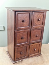 Vintage Wooden Table Top Bank of Drawers Apothecary Style Multi Drawers