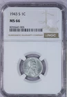 1943-S Lincoln Cent 1c NGC MS66