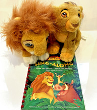 Disney Lion King SIMBA Mane Changing 1994-Baby Simba Plush-Sing Along Book VTG