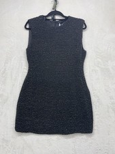 ZARA Dress L SHORT TEXTURED BEADS BLACK