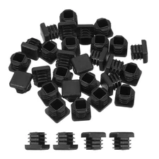 3/4 Inch Plastic Tubing End Caps, 30 Pcs Square Hole Plug Insert, Black
