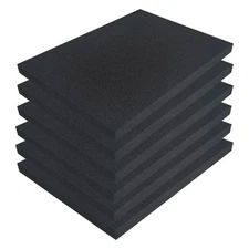 6 PCS Polyurethane Foam Sheets 16 x 12 x 1 Inch, Foam Inserts for Cases,Black...