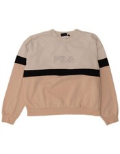 Fila Womens Graphic Sweatshirt Jumper UK 22 3XL Pink Colourblock Polyester AW18