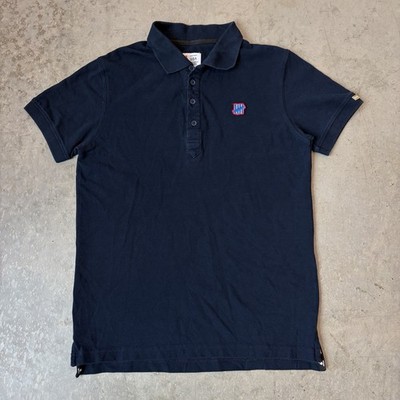 Undefeated Polo Shirt 5 Strikes Logo Short Sleeve Navy Blue Cotton Men's Large**