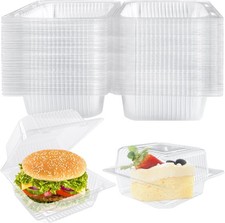 50 Pcs Clear Plastic Take Out Containers,Clear Plastic Square Hinged Food
