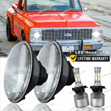 Pair 7" inch Round LED Headlights Hi/Low Beam Sealed For Chevy Truck Camaro C10
