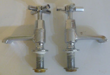 PAIR HOT & COLD TAPS KITCHEN BATHROOM PILLAR TAP BASIN BATH SINK PILLAR  *USED*