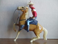 VINTAGE 1960s HARTLAND ROY ROGERS RED/WHITE SHIRT w/SEMI REARING TRIGGER SCARCE 