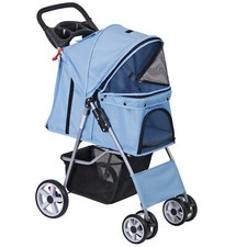 39" Easy Folding Pet Stroller Elegant Ideal Park Walks Visits, Blue