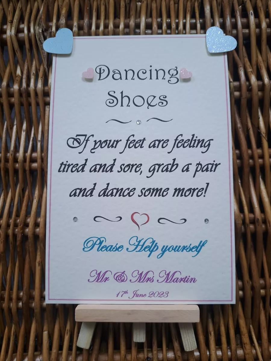 Personalised Wedding Flip flop dancing shoes basket sign