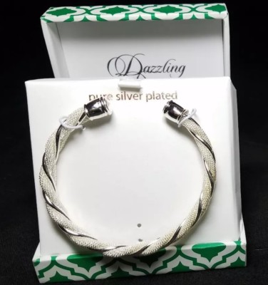 Silver Plated Cuff Bracelet In Gift Box NEW Dazzling Designs Braided Pretty NICE