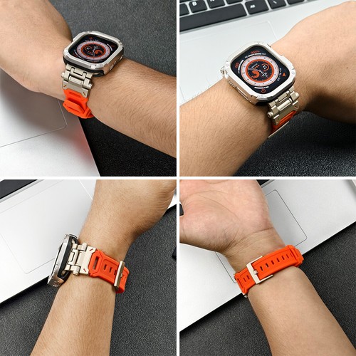 PC+TPU Case Cover For Apple Watch Ultra 2/1 49mm 98765 Metal+Silicone Band Strap - Picture 2 of 24