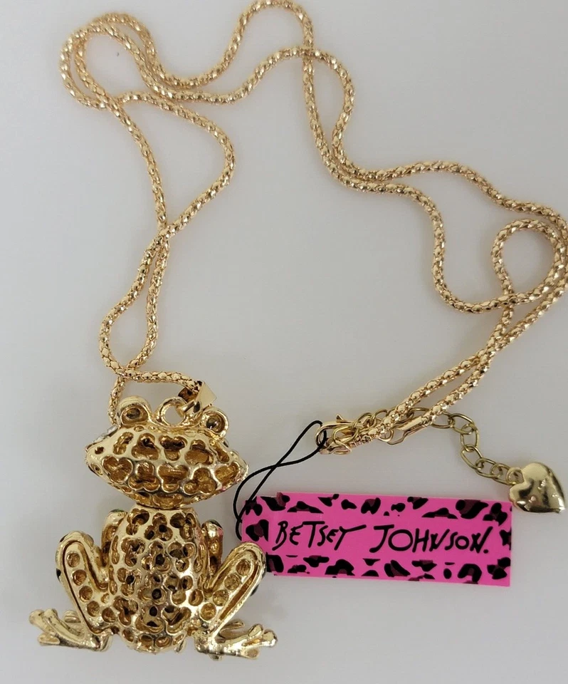 Colgante/Collar Betsy Johnson Rana Cristal Verde y Blanco (Nuevo Con Etiquetas) Foto 3 de 3