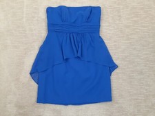 Alfred Angelo 12 Cobalt Blue Dress 7259 Chiffon Strapless Peplum Gown Formal