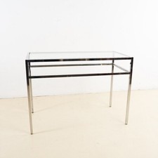 TAVOLO IN METALLO CROMATO E PIANO IN VETRO