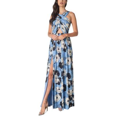 Dress The Population Womens Blue Georgette Floral Evening Dress Gown S BHFO 7631