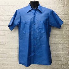 VTG‼ Durable Press Sz S Short Sleeve Blue Uniform Work Shirt USA Made • VGUC‼