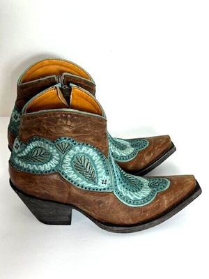 NEW Old Gringo Bianca Western Embroidered Ankle Boot Women's size 6.5 B Snip Toe
