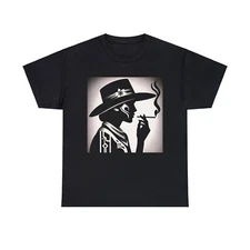 Unisex Adult T Shirt Black White Retro Cowgirl Art Deco Black White Cigarette