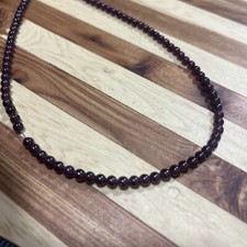 Deep Red Purple 4mm Round Polished Garnet Gemstone Beads 14in Strand