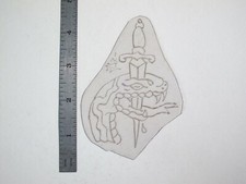 vtg 1960s 70s Tattoo Flash acetate stencil Dagger Stabs Snake signed SN3