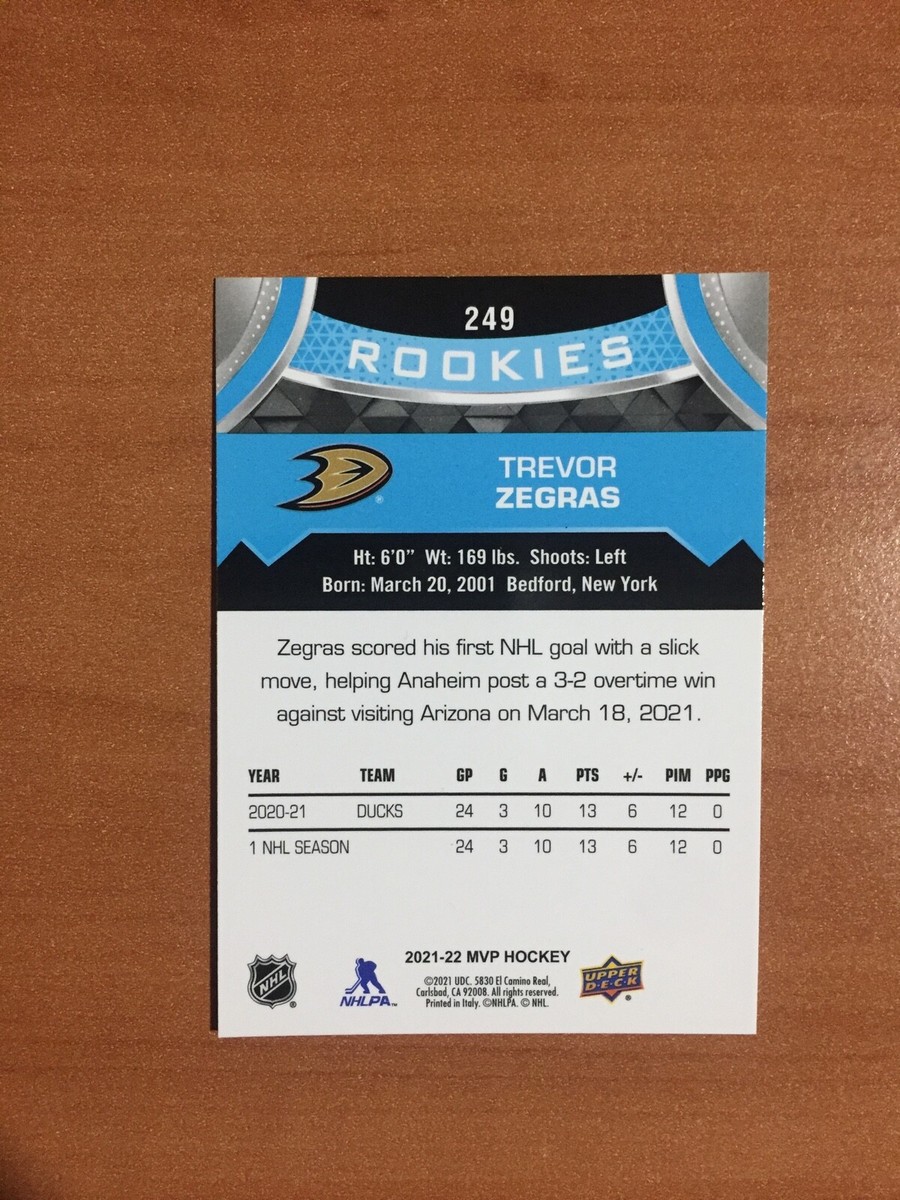 2021-22 UD Upper Deck MVP Trevor Zegras Rookie RC Blue #249