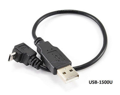 8 inch USB 2.0 A-Type Male to Micro-B Up Angle Male Charge/Sync Cable, USB-1500U