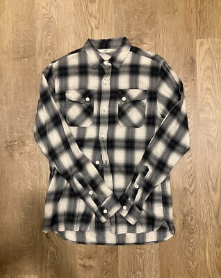 3sixteen Crosscut Flannel Shirt Size M Black and cream