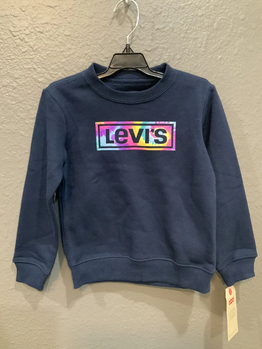 LEVIS Toddler Girls Navy Blue Crew Neck Sweatshirt Colorful Logo 4T NWT