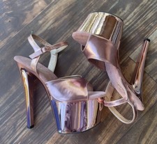 Used Pleaser 7" Heels Size 6.5 baby pink chrome hologram Pole Dancer / stripper