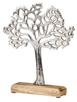 Deko-Aufsteller H25Cm Lebensbaum Mangoholz Silber Braun Tischdeko Deko Baum