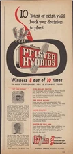1953 Pfister Hybrids Corn Ad Praised By Farmers in Lexington NB & Atlantic Iowa 