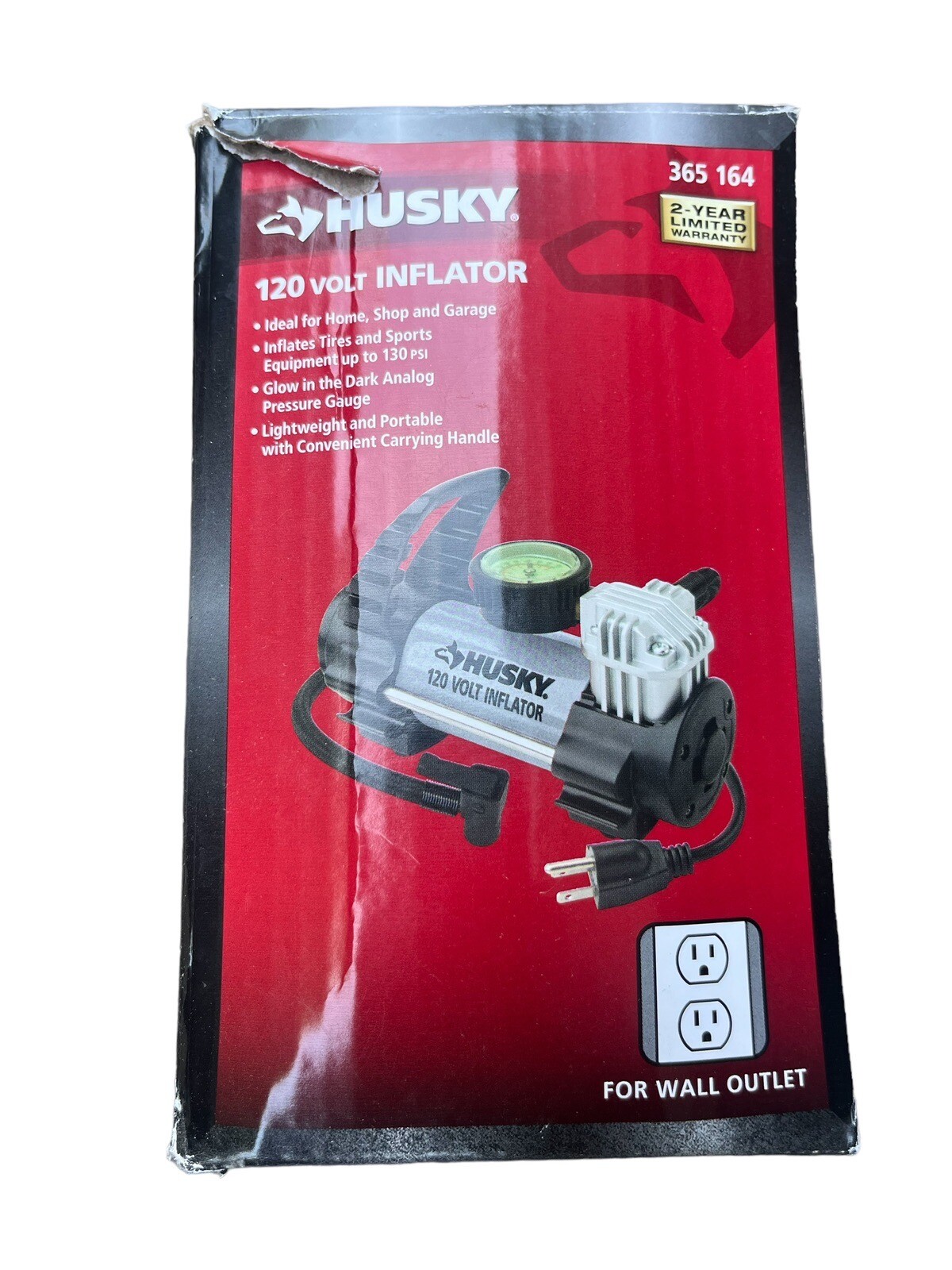 Husky Electric Air Tire Pump 120V Inflator Vehicle Compressor eBay