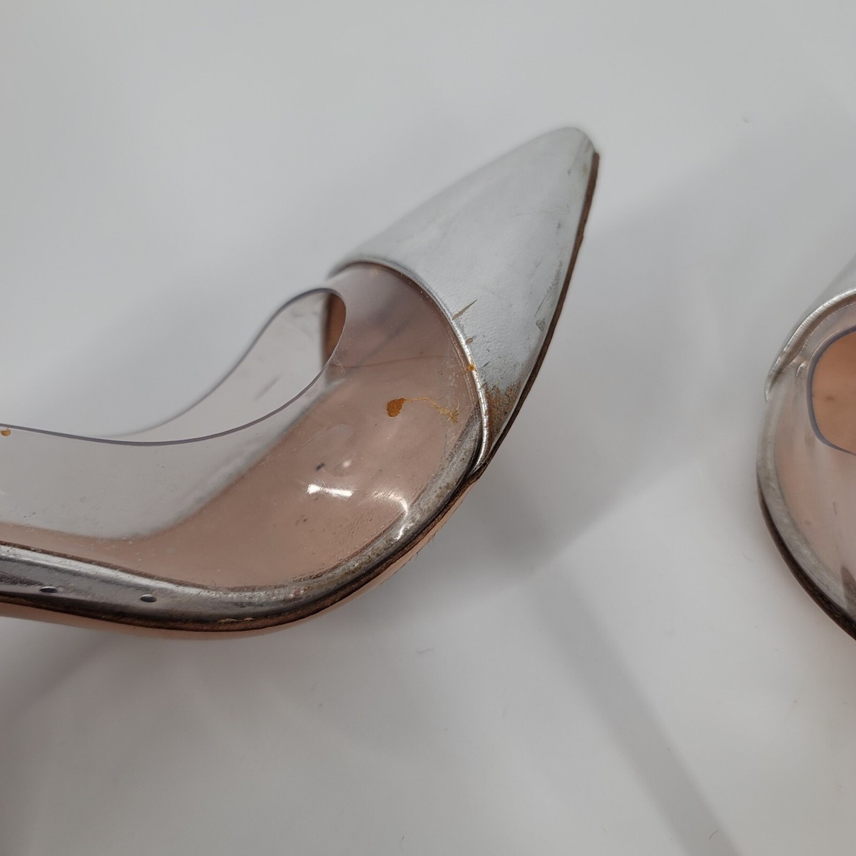 Gianvito Rossi PLEXI パンプス　39 Gianvito Rossi Silver Patent Plexi Point Toe Pumps Size 39