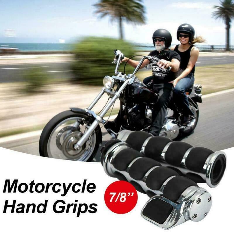 Krator Motorcycle Hand Grips - 1 Inch Handlebar, Chrome Billet Aluminum & Black Rubber, For Honda Gold Wing 1200-1800 - View #7