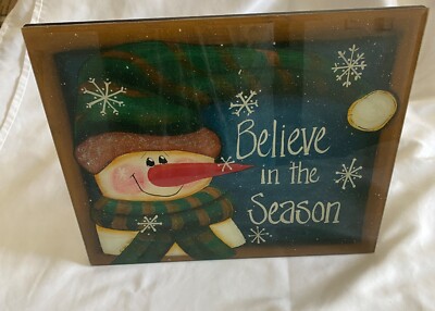 VTG Xmas Décor, Snowman  Believe in the Season  Well-made Stand Or Wall Mount
