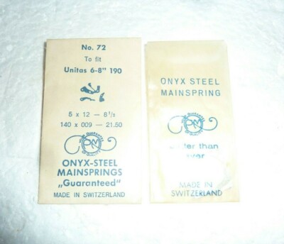 NOS PM Onyx-Steel Watch mainspring Unitas 6-8'' 190 S-58