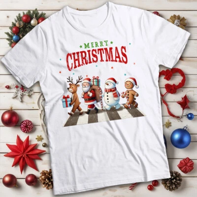 Mens and Womens Santa Reindeer Snowman Merry Christmas T-Shirt Tee #MC