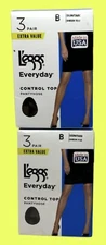 6 Pairs L'eggs Everyday Control Top B Suntan Sheer Toe, Q00J96, New 2 boxes of 3
